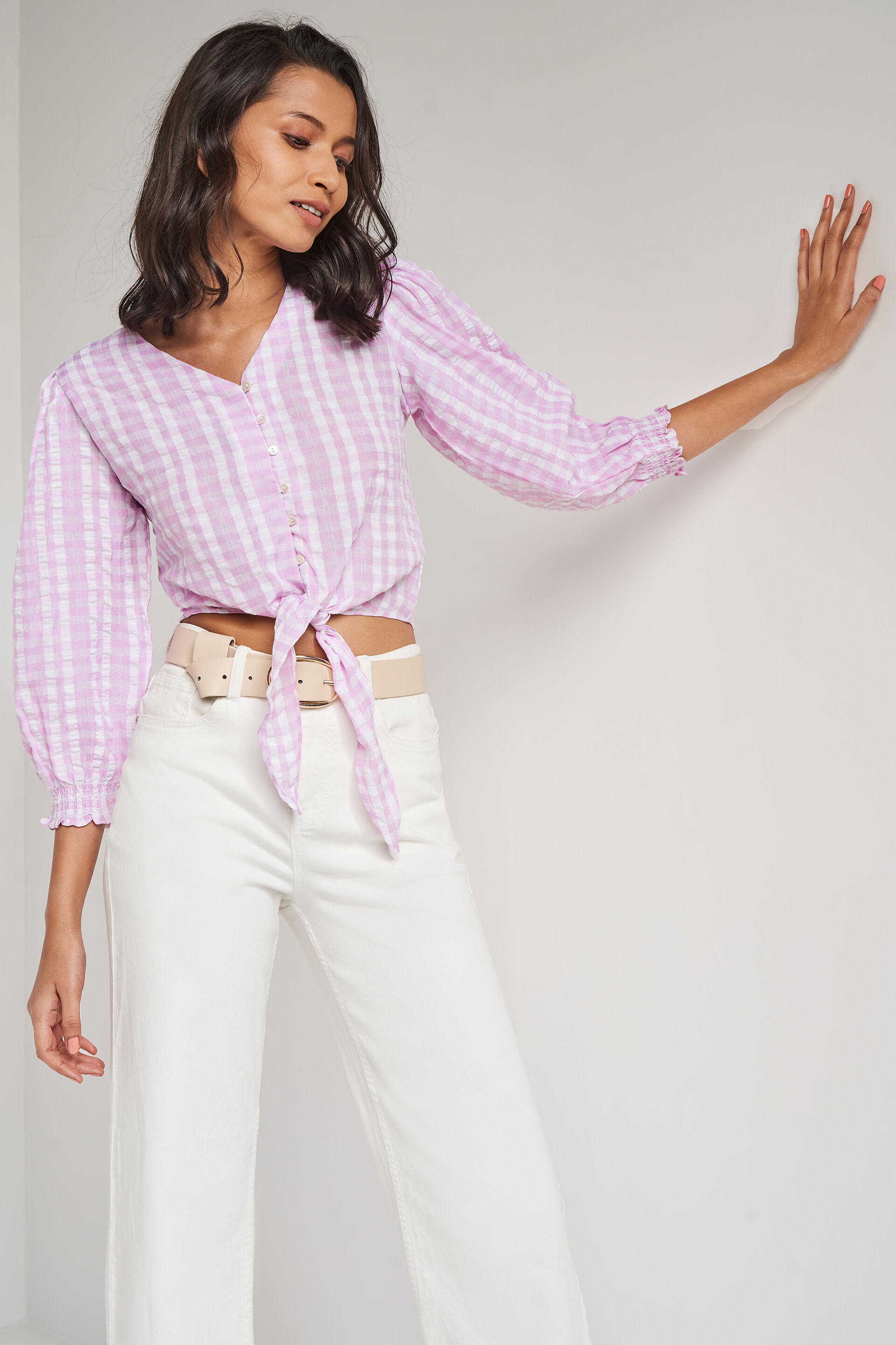 Pink And White Regular Length Straight Straight Top, Pink, image 3