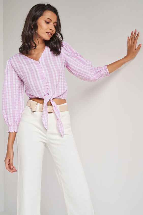 Pink And White Regular Length Straight Straight Top, Pink, image 3