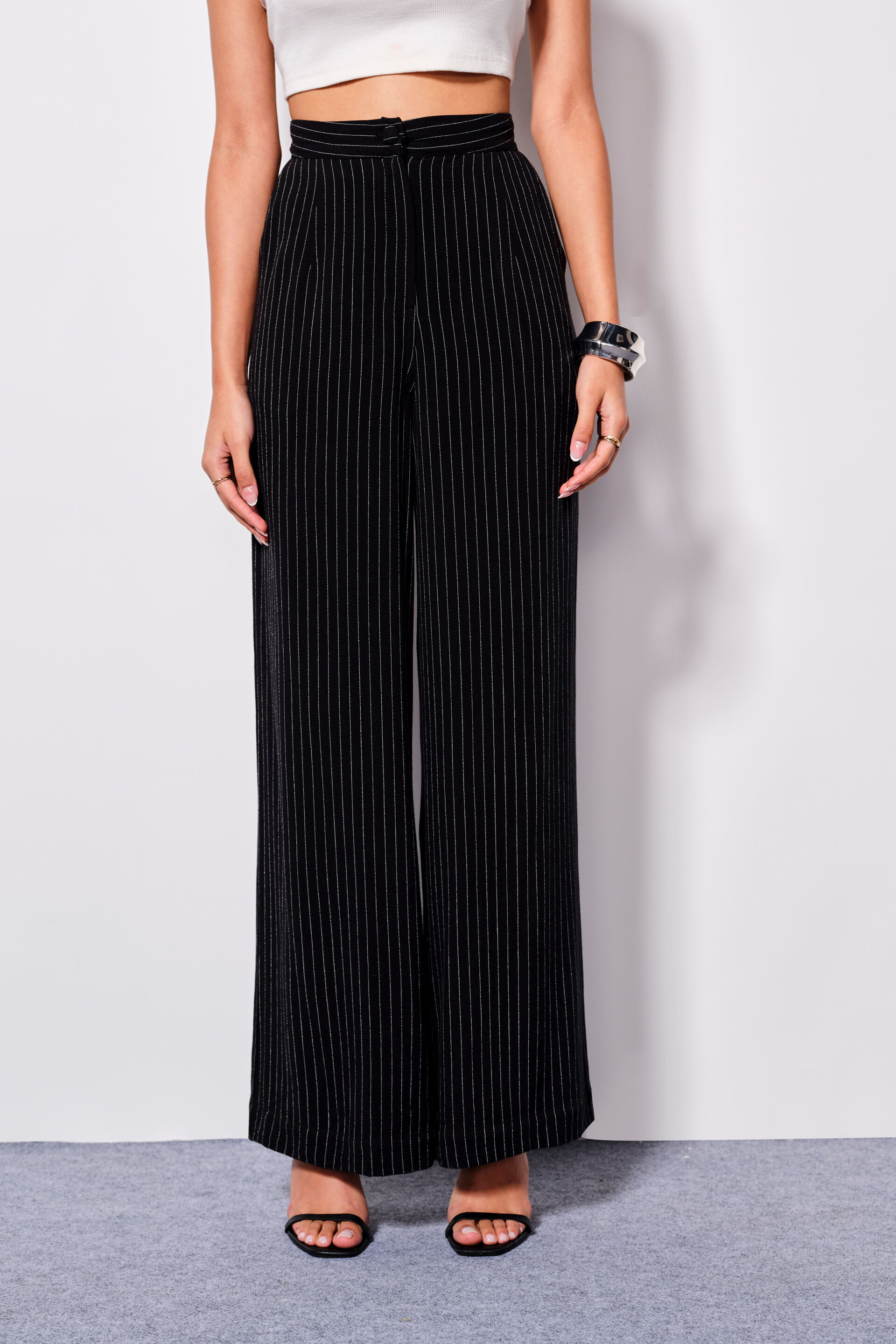 Striking Stripes Linen Blend Trousers
