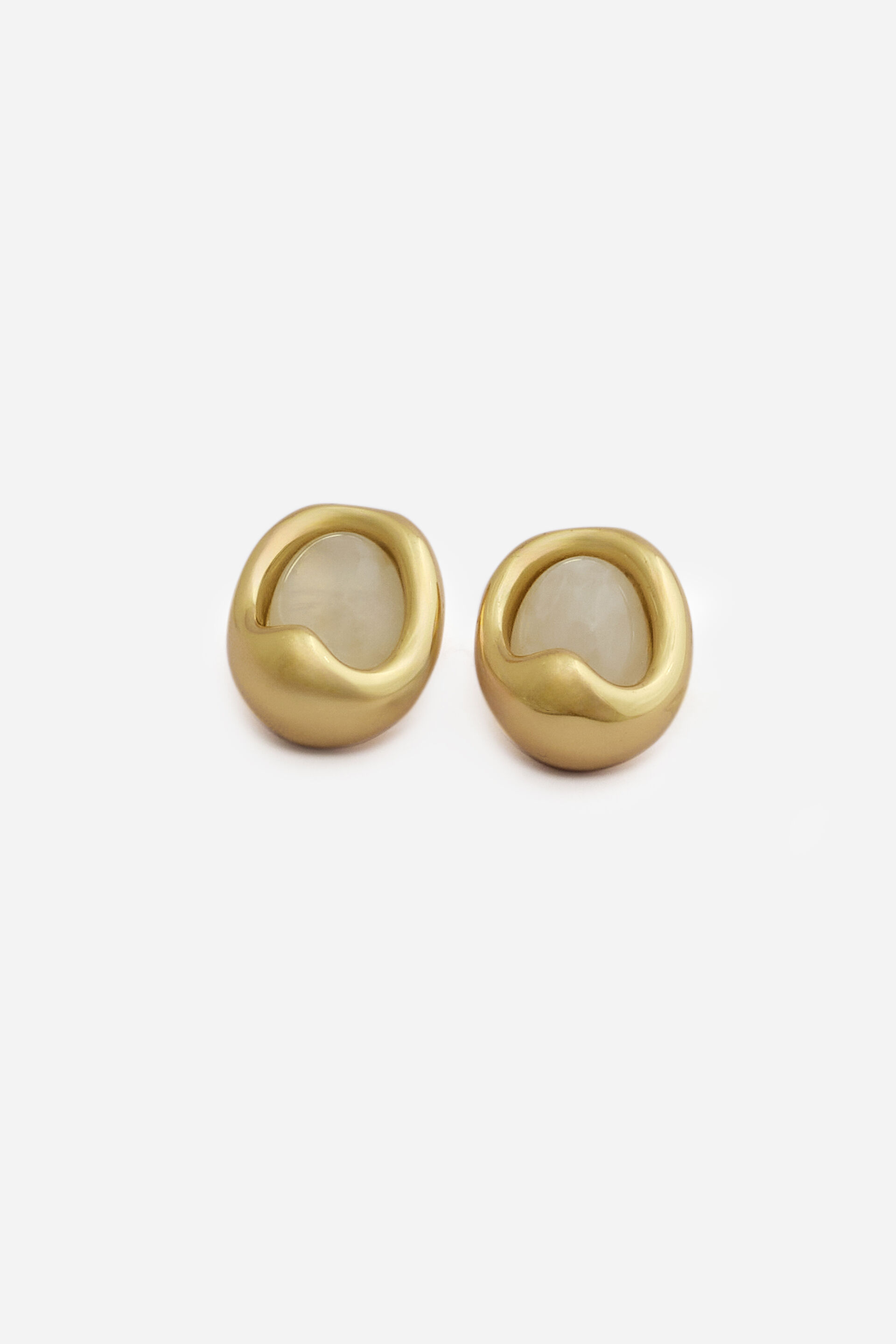 White Stud Earrings, , image 1