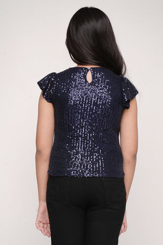 Self Design Straight Top, Navy Blue, image 4