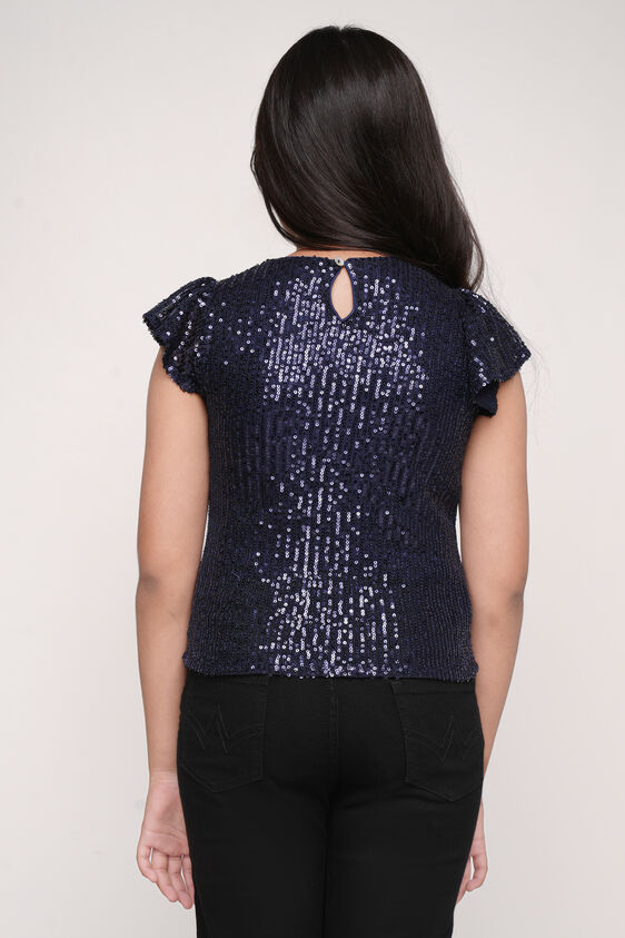 Self Design Straight Top, Navy Blue, image 4