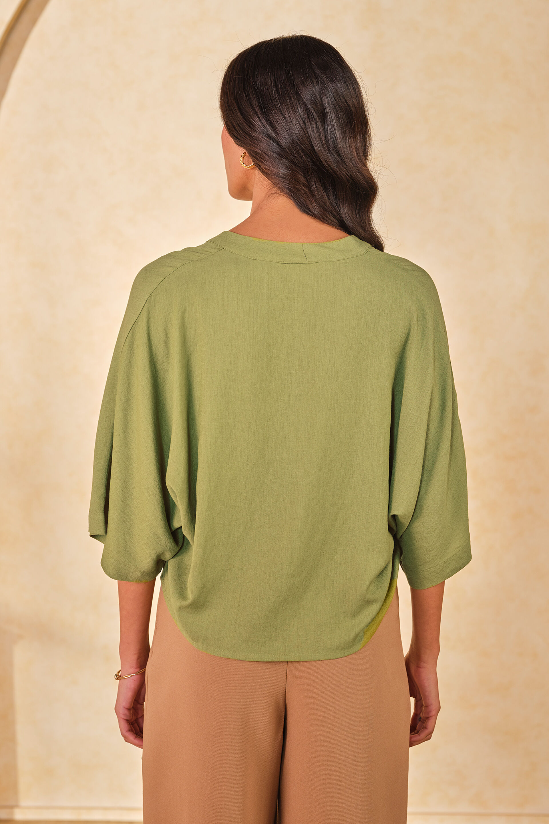 Haruhi Rayon Blend Top, Green, image 4