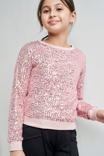 Self Design Straight Sweatshirt, Pink, image 2