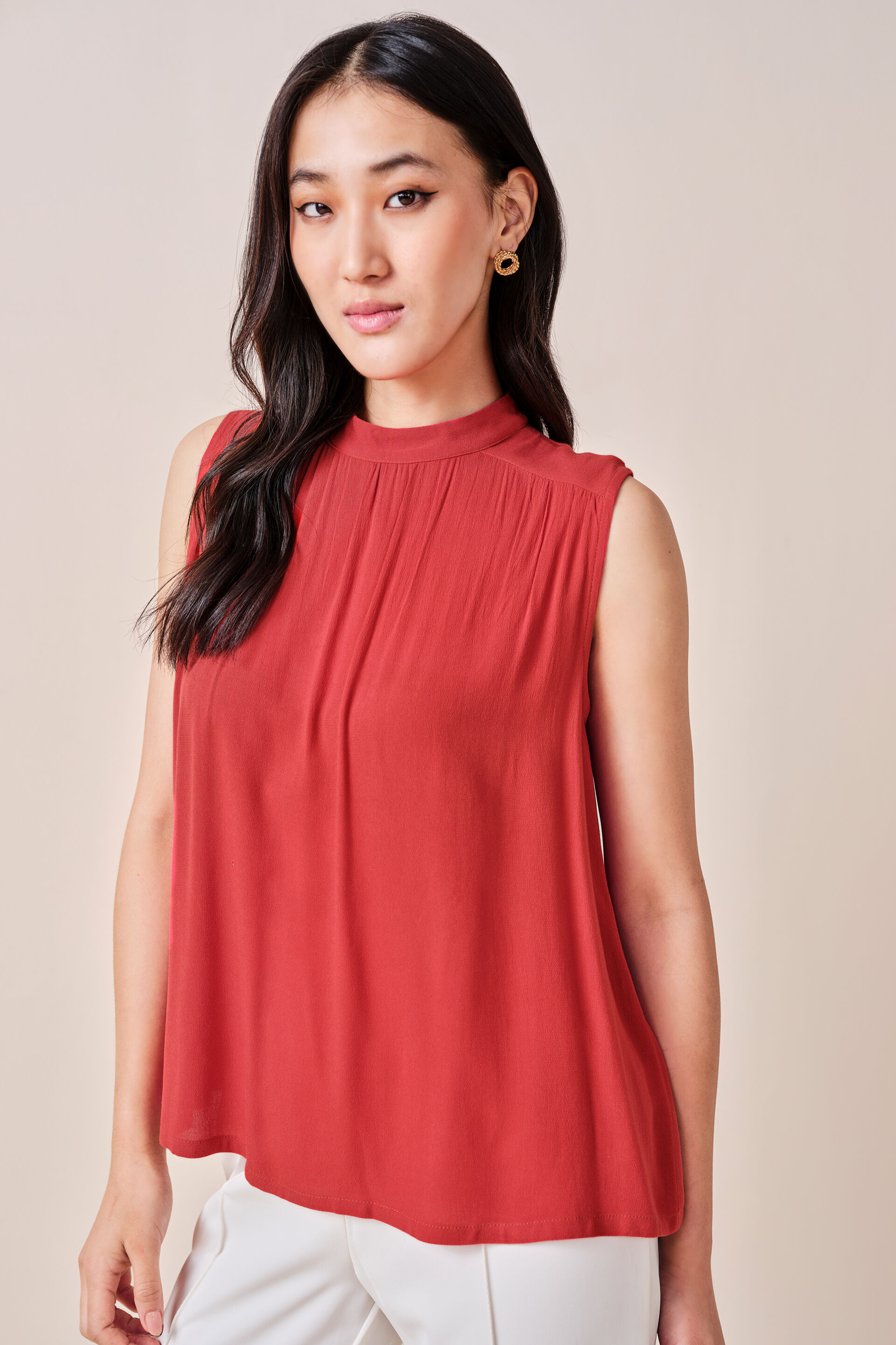 Valencia Viscose Top, Orange, image 4
