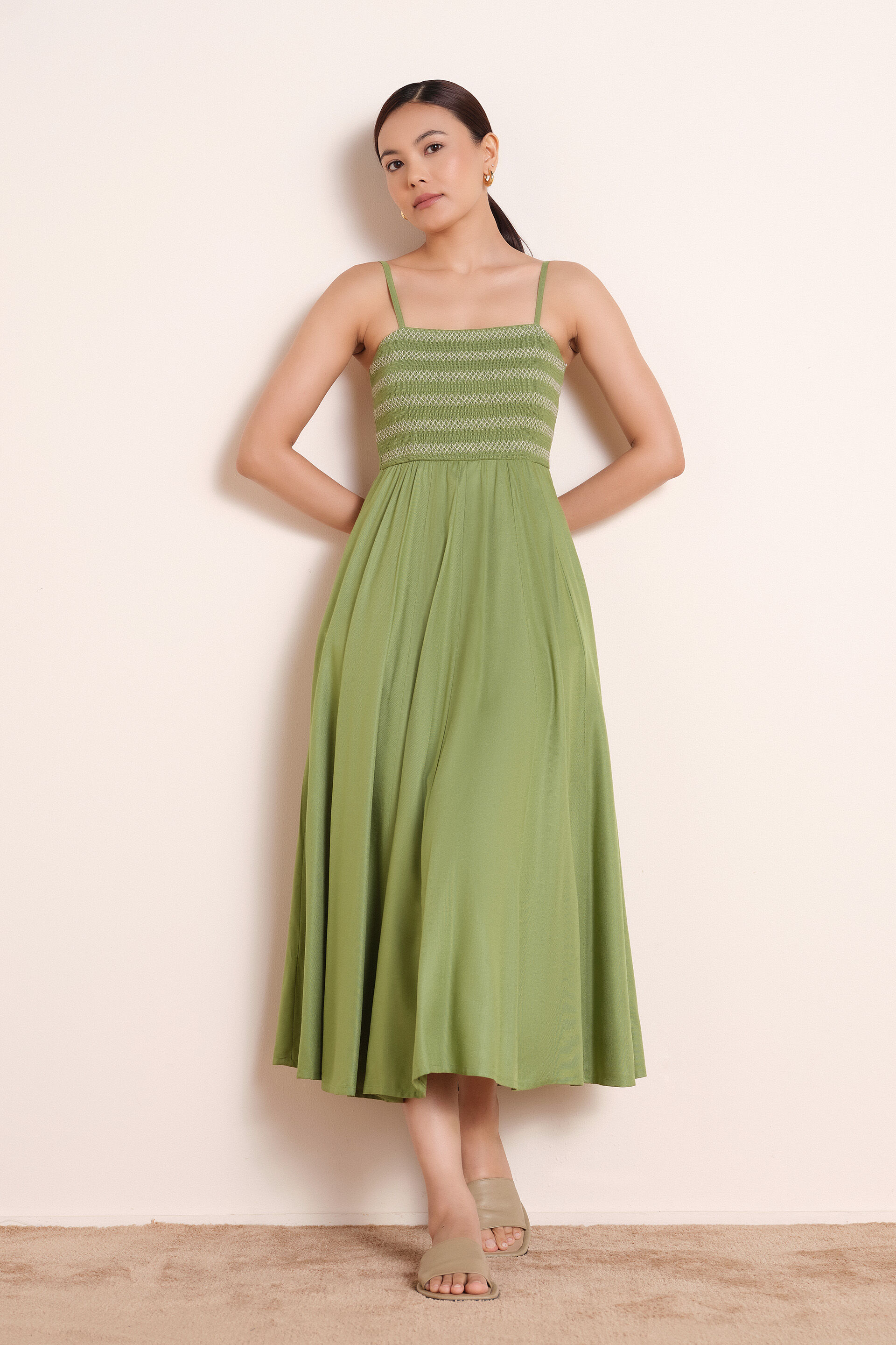 Ardenne Green Twill Dress, Green, image 4