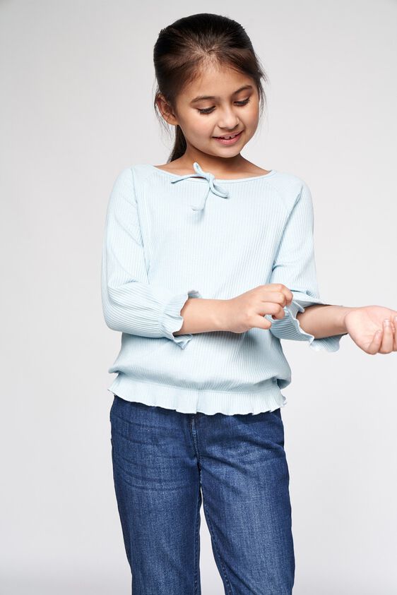 1 - Powder Blue Solid Straight Top, image 1