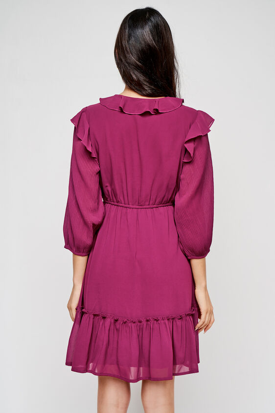 Wine Solid Flared Dress, Wine, image 4