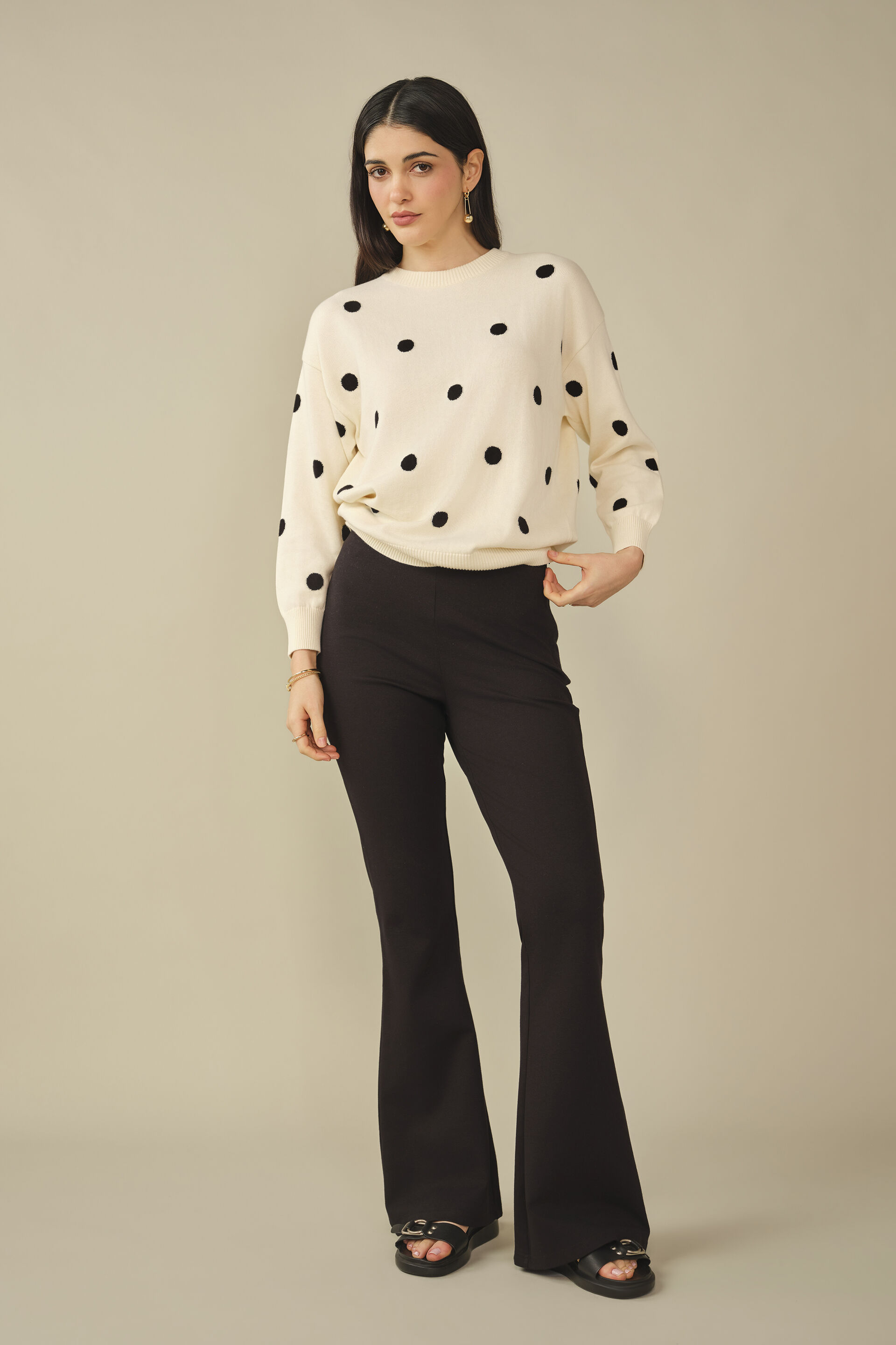Polka Sweater in Cream, Cream, image 4