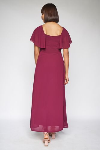 4 - Wine Solid Fit and Flare Gown, image 4