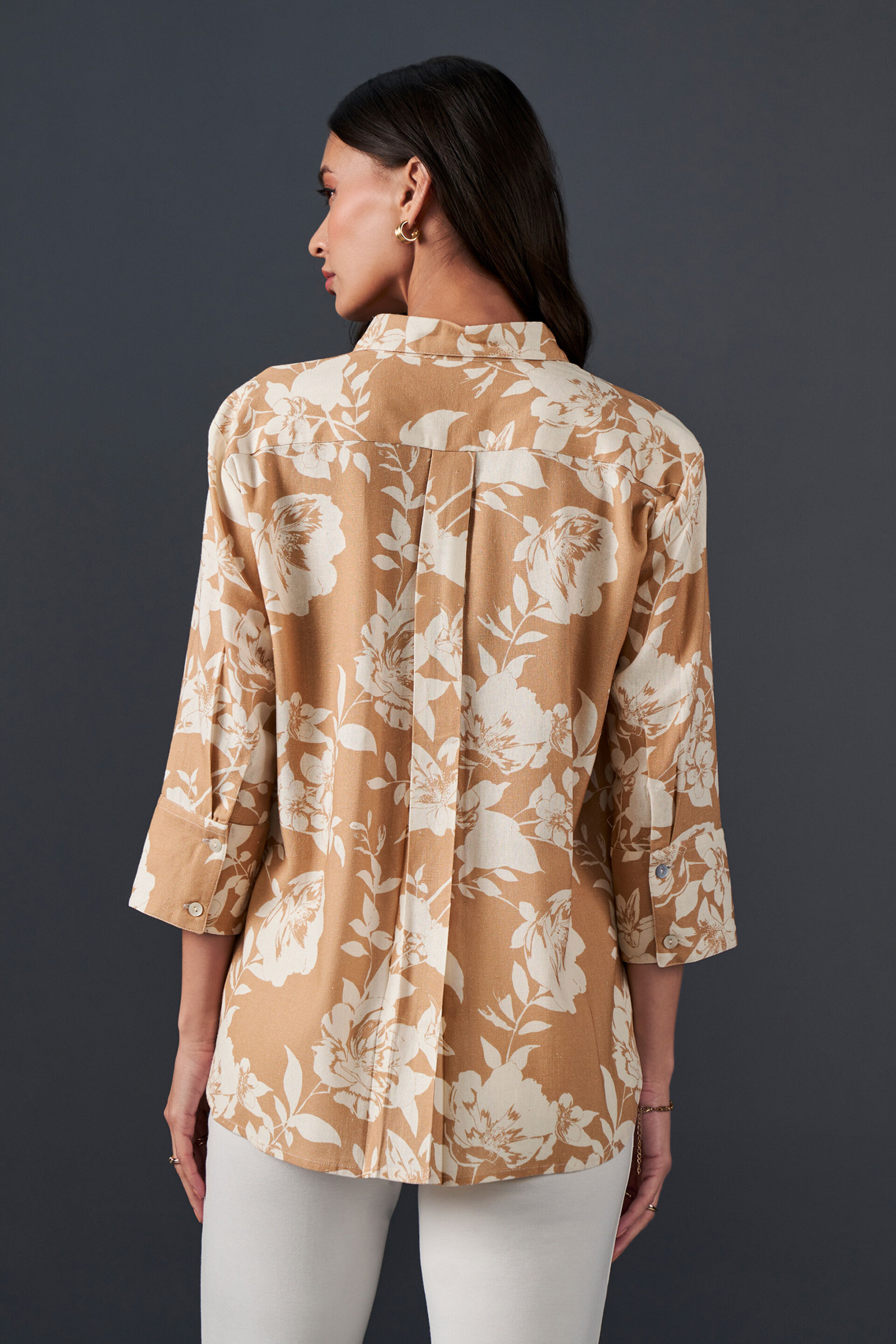 Sepia Garden Viscose Shirt, Beige, image 6