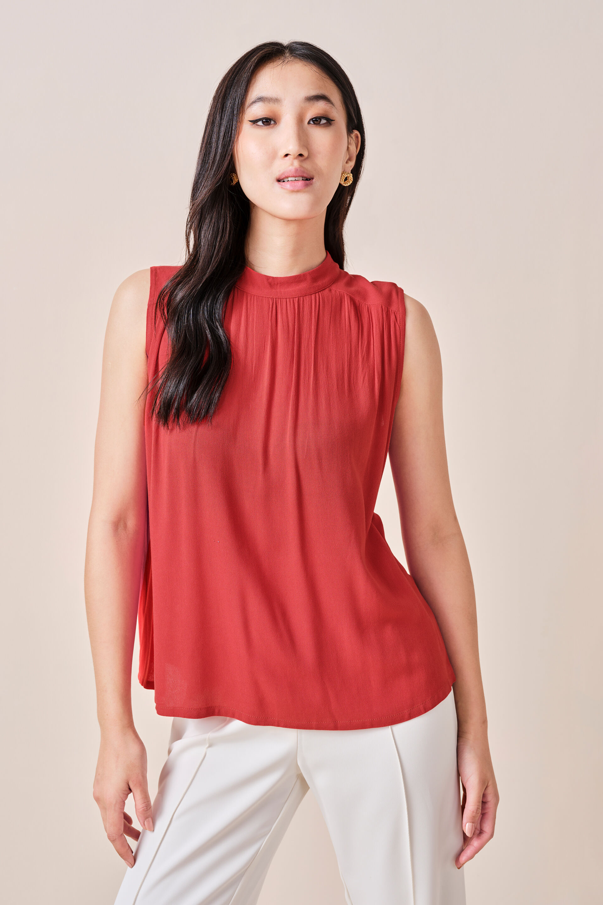 Valencia Viscose Top, Orange, image 1