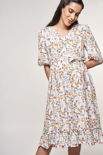 2 - White Floral Printed Dress, image 2