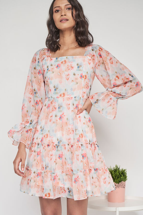 Multi Knee Length Flared Fit And Flare Dress, Multi Color, image 5