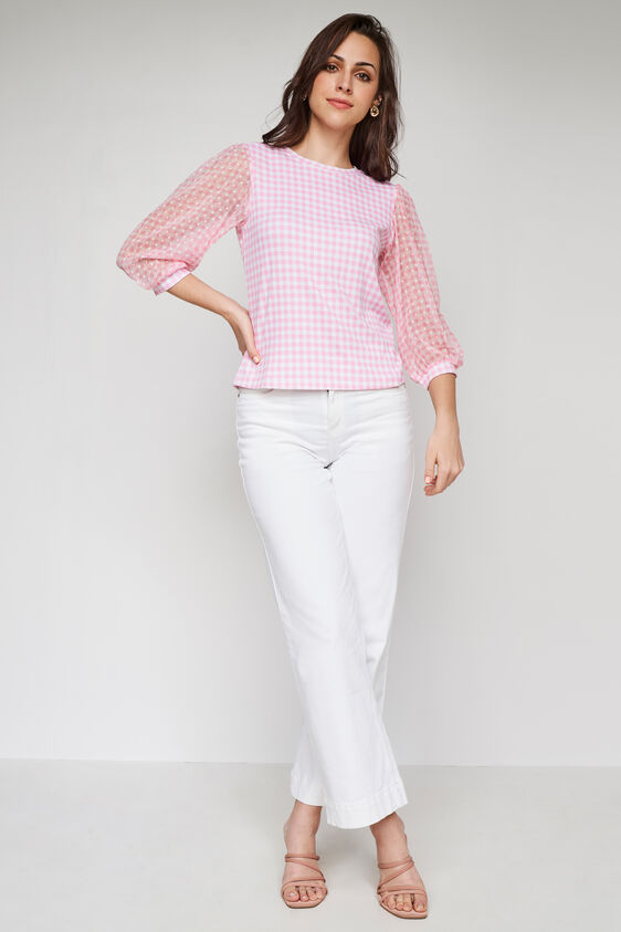 Self Design Straight Top, Pink, image 3