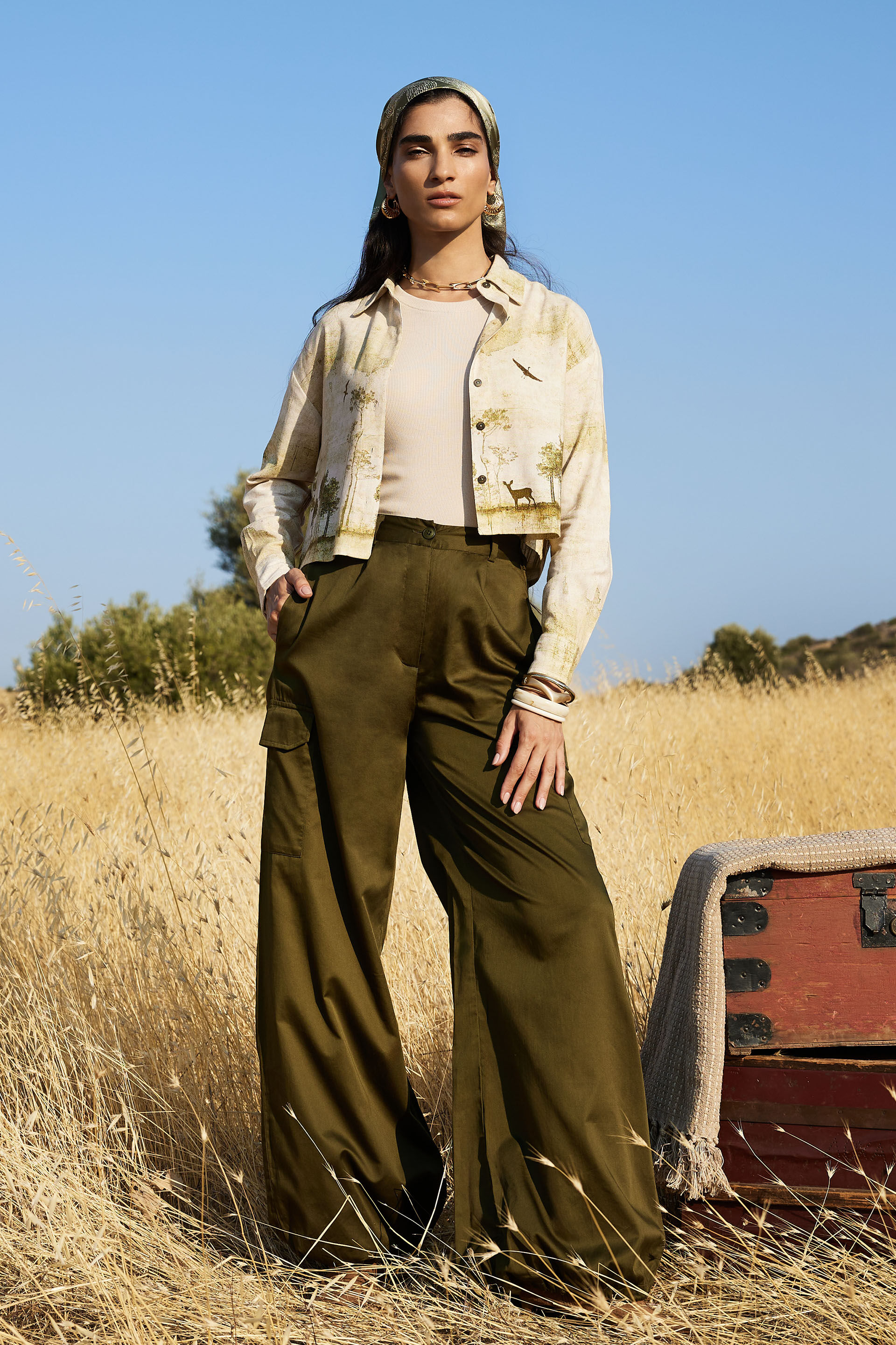 Masai Cropped Shirt, Green, image 2