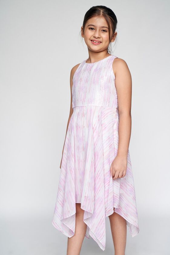 1 - Pink Abstract Printed Asymmetric Dress, image 1