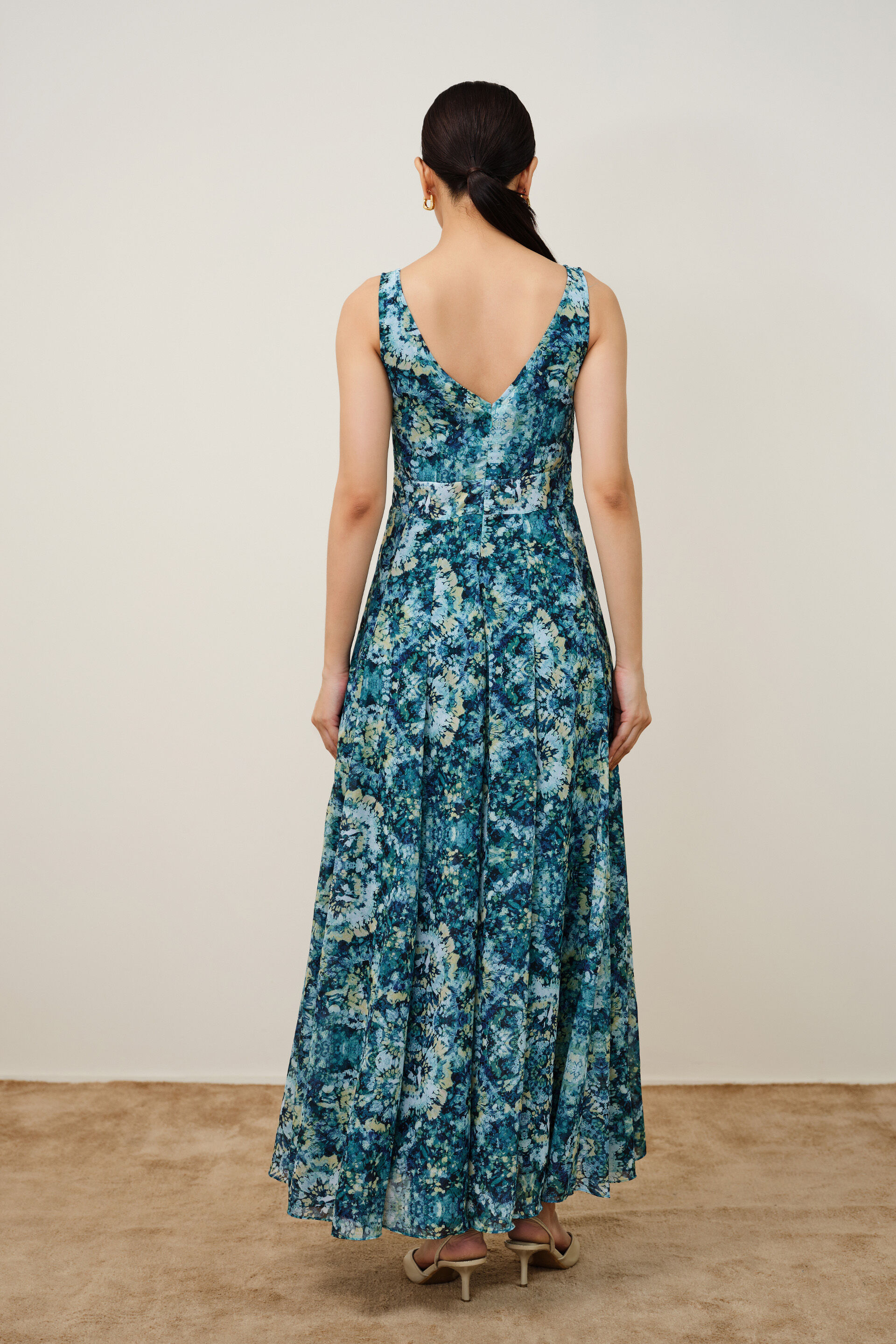 Sea Green Abstract Print Maxi, Green, image 6