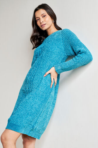 Teal Solid Straight Dress, Teal, image 3