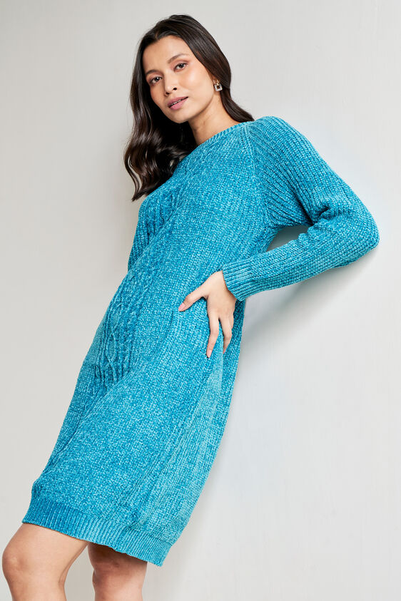 Teal Solid Straight Dress, Teal, image 3