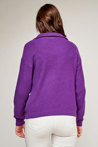 Purple Self Design Straight Top, Purple, image 5