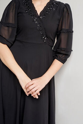 Black Floral Party Dress, Black, image 5