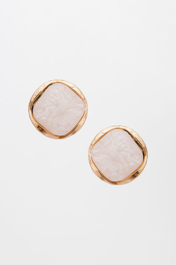 Off White Brass and Pearl Earring, , image 1
