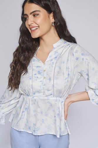 2 - Blue Floral Curved Top, image 3