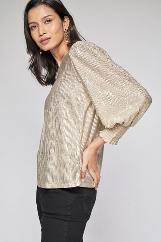4 - Gold Solid Fit and Flare Top, image 4