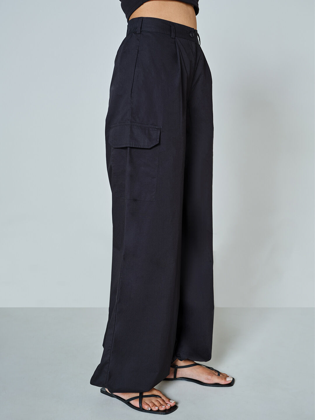 Cara Cotton Pants, Black, image 2