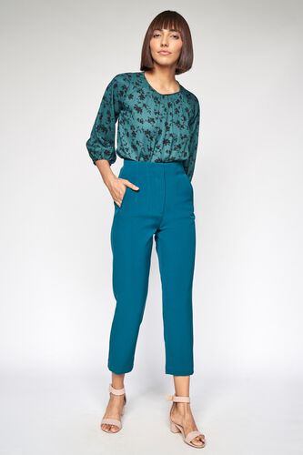 2 - Green Floral Printed Blouson Top, image 2