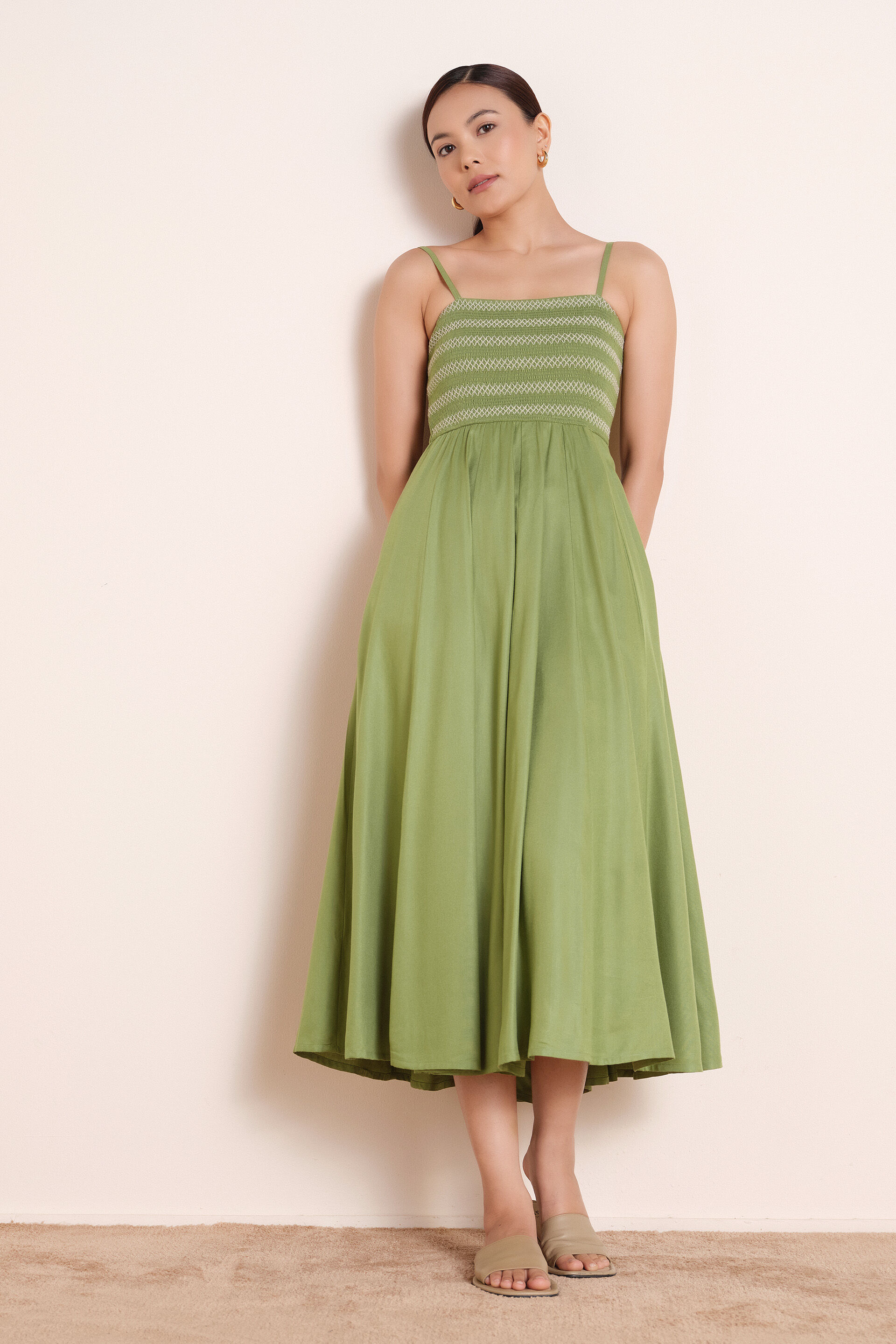 Ardenne Green Twill Dress, Green, image 5