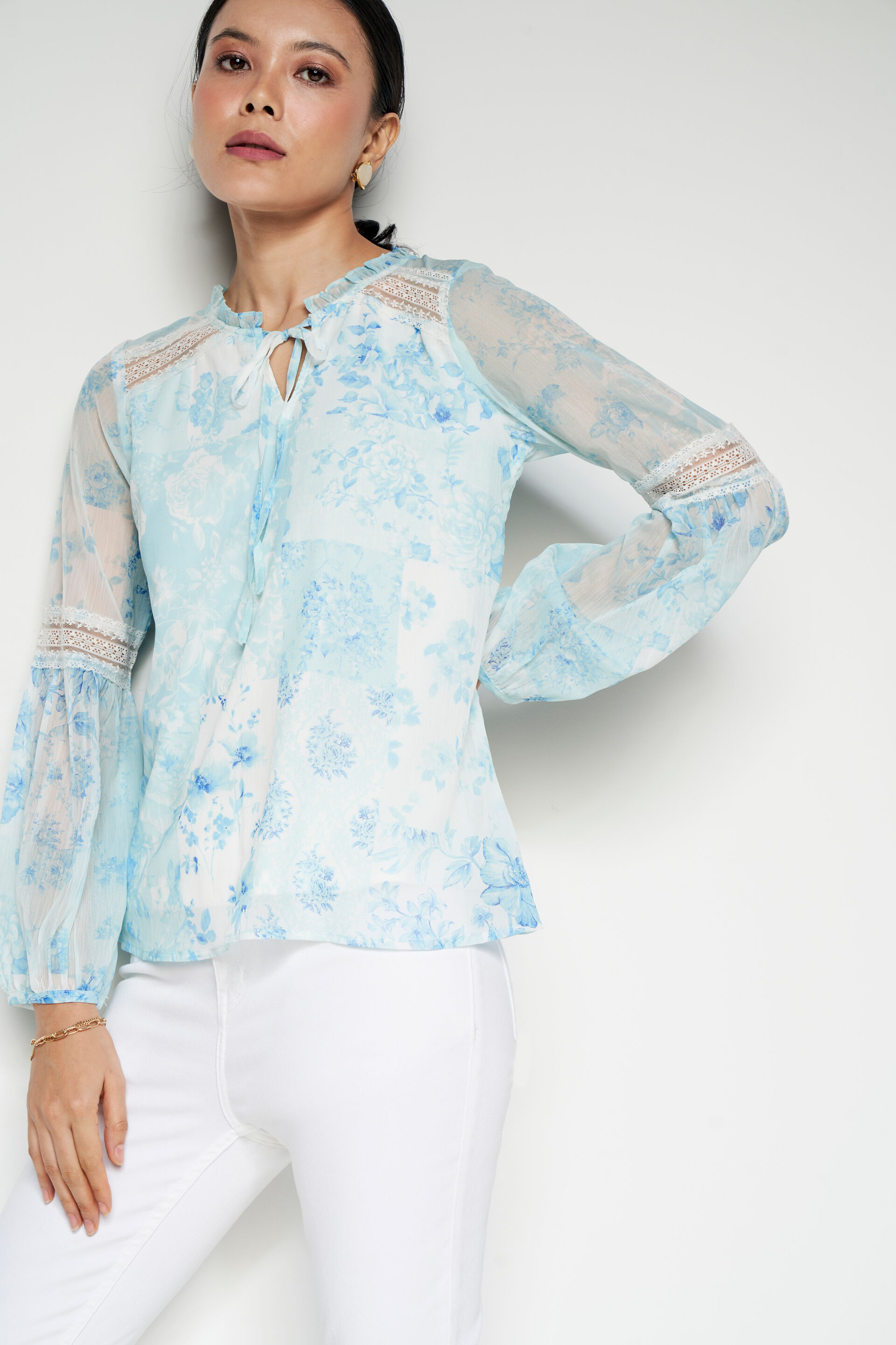 Heavenward Floral Top, Blue, image 5