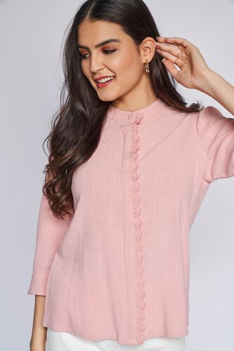 Pink Solid Curved Top, Pink, image 3