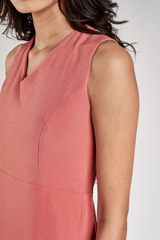 5 - Peach Solid Fit And Flare Dress, image 5