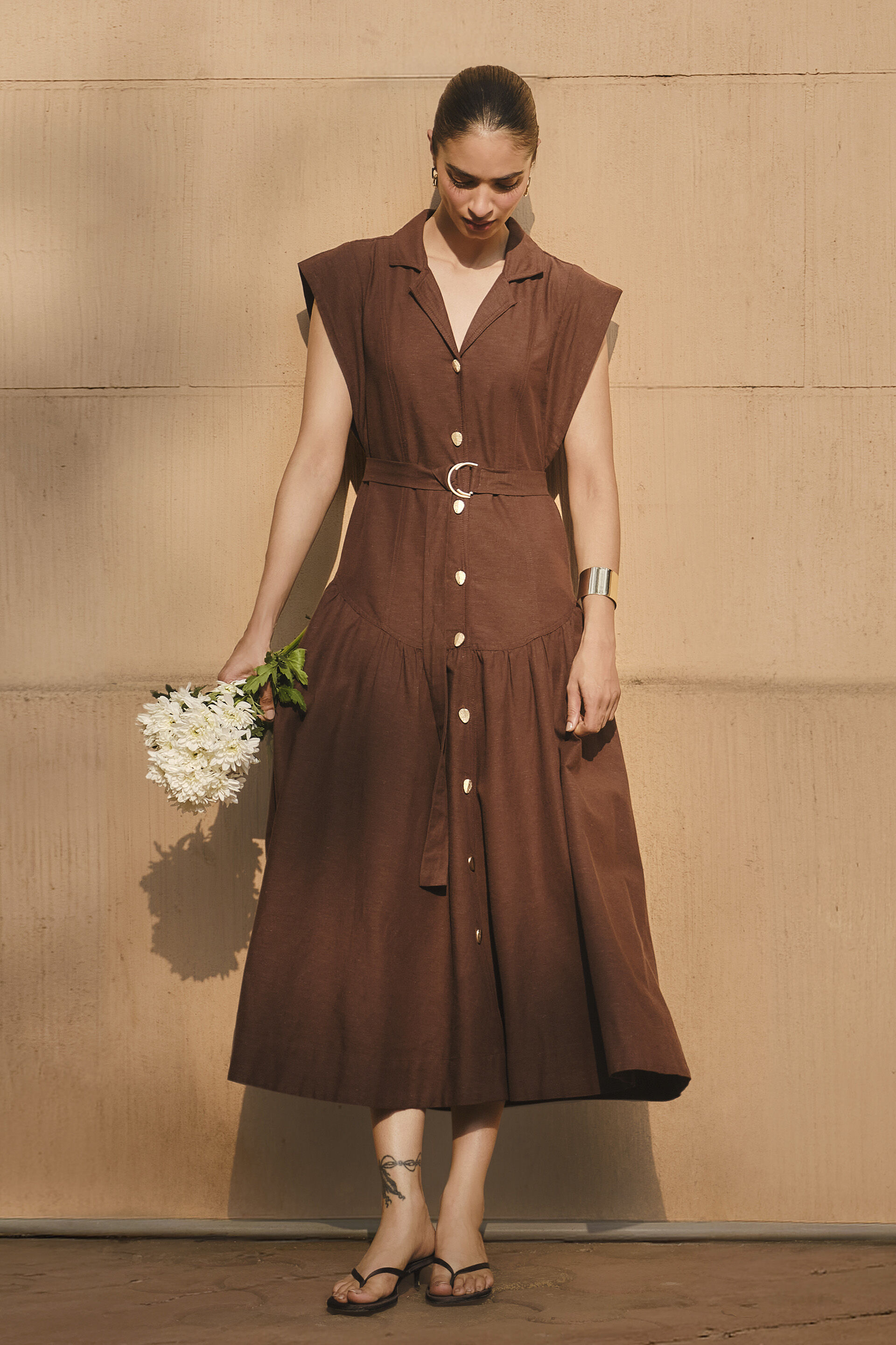 Arlette Brown Dress, Brown, image 5