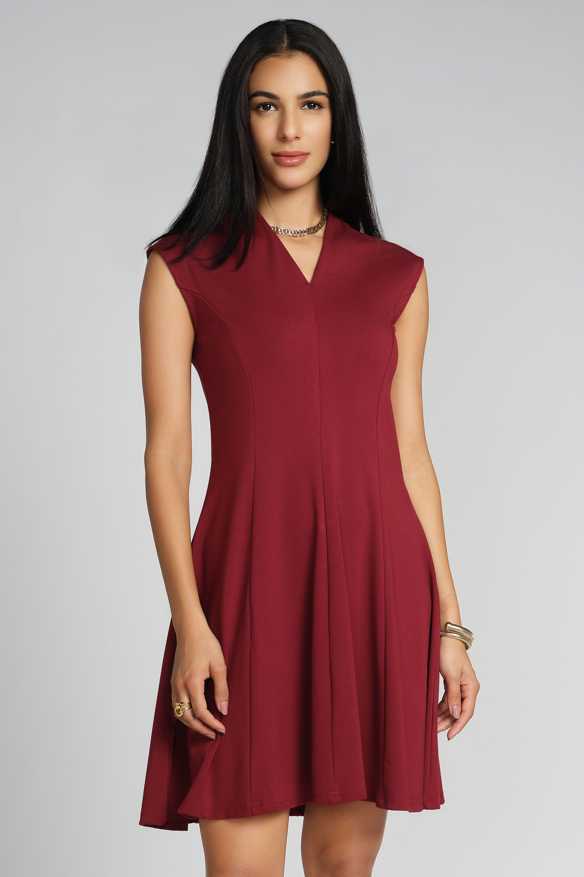 Aviva Short Wine Dress, Wine, image 2