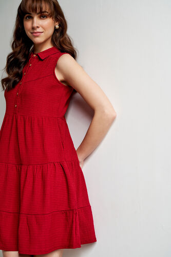 Maroon Solid Curved Dress, Maroon, image 6