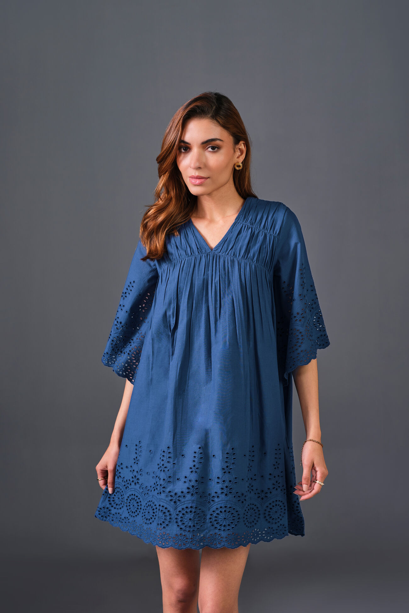 Breezy Fling Cotton Dress, Navy Blue, image 2