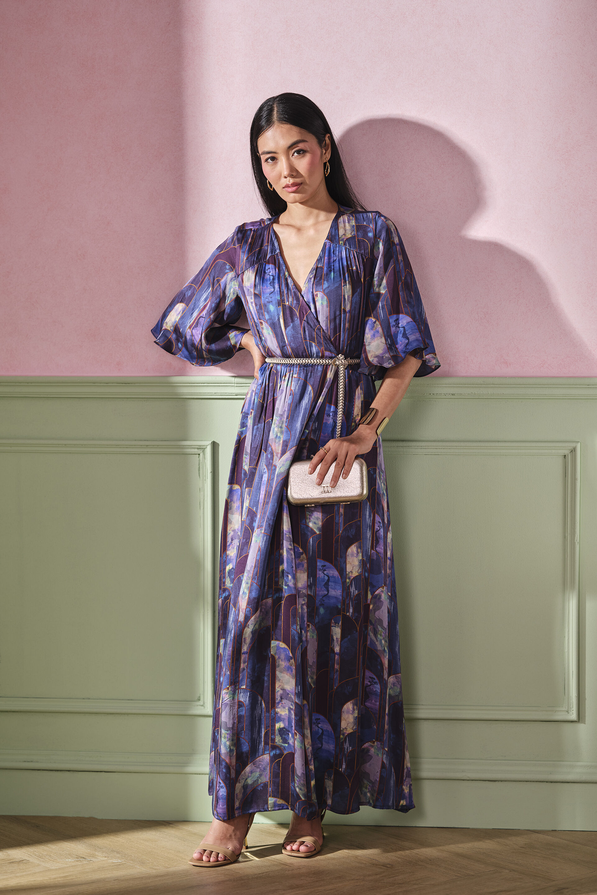 slim maxi dress Women's Satin Off-Shoulder Slim-Fit Maxi Dress Gray / S