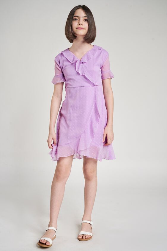 2 - Lilac Self Design Fit And Flare Dress, image 2