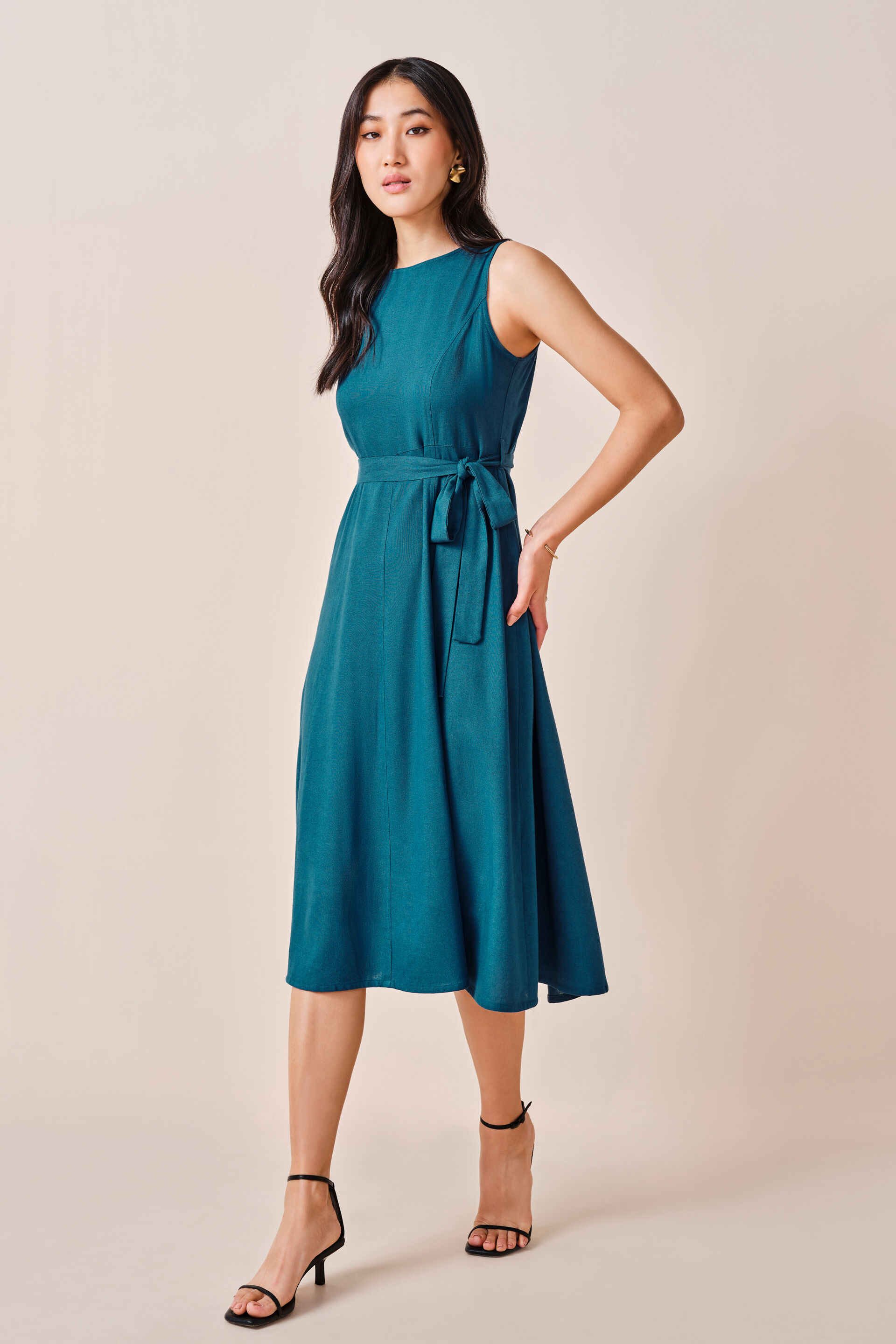 Oceania Vicose-blend Dress, Teal, image 4