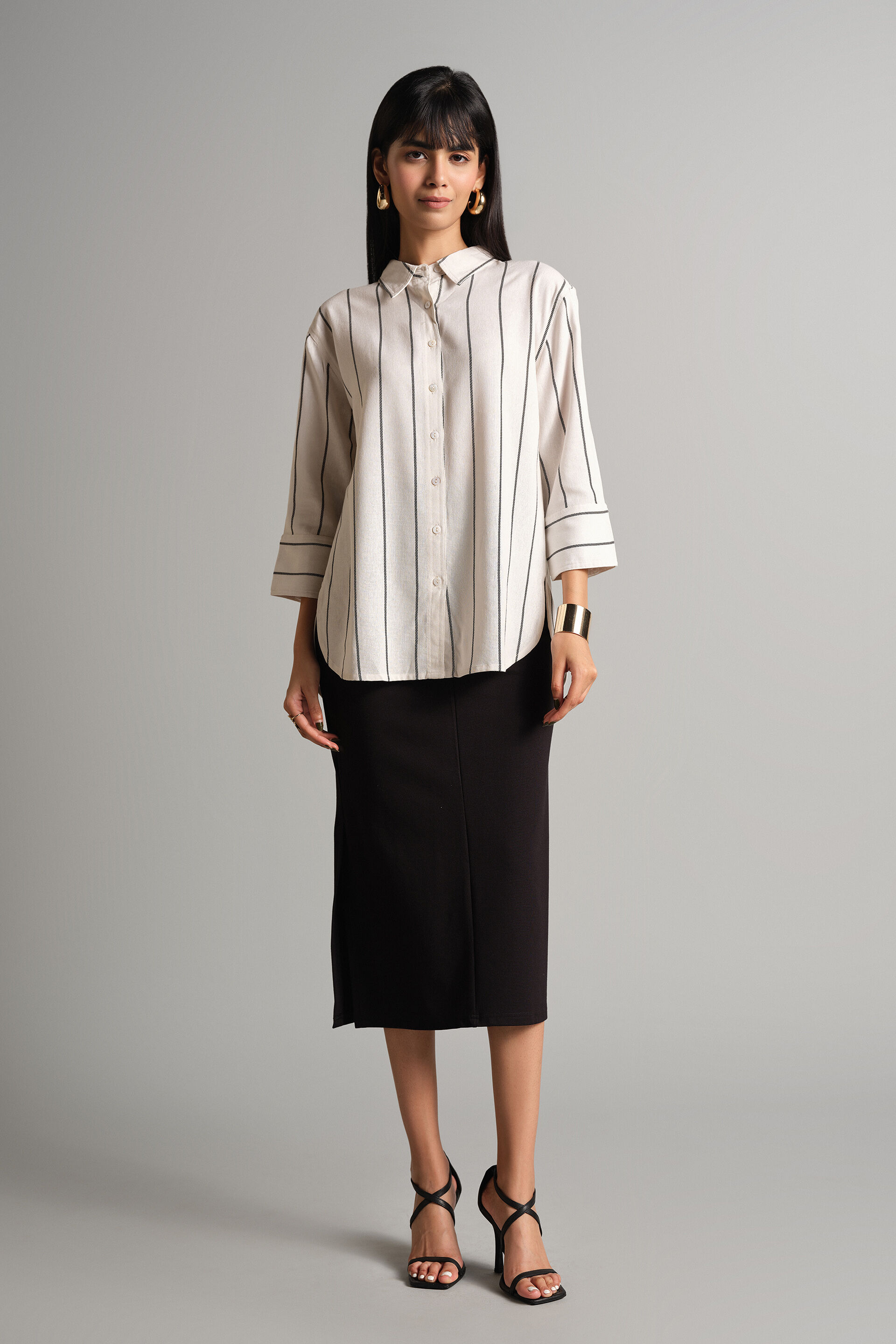 Classic Striped Shirt, White, image 3