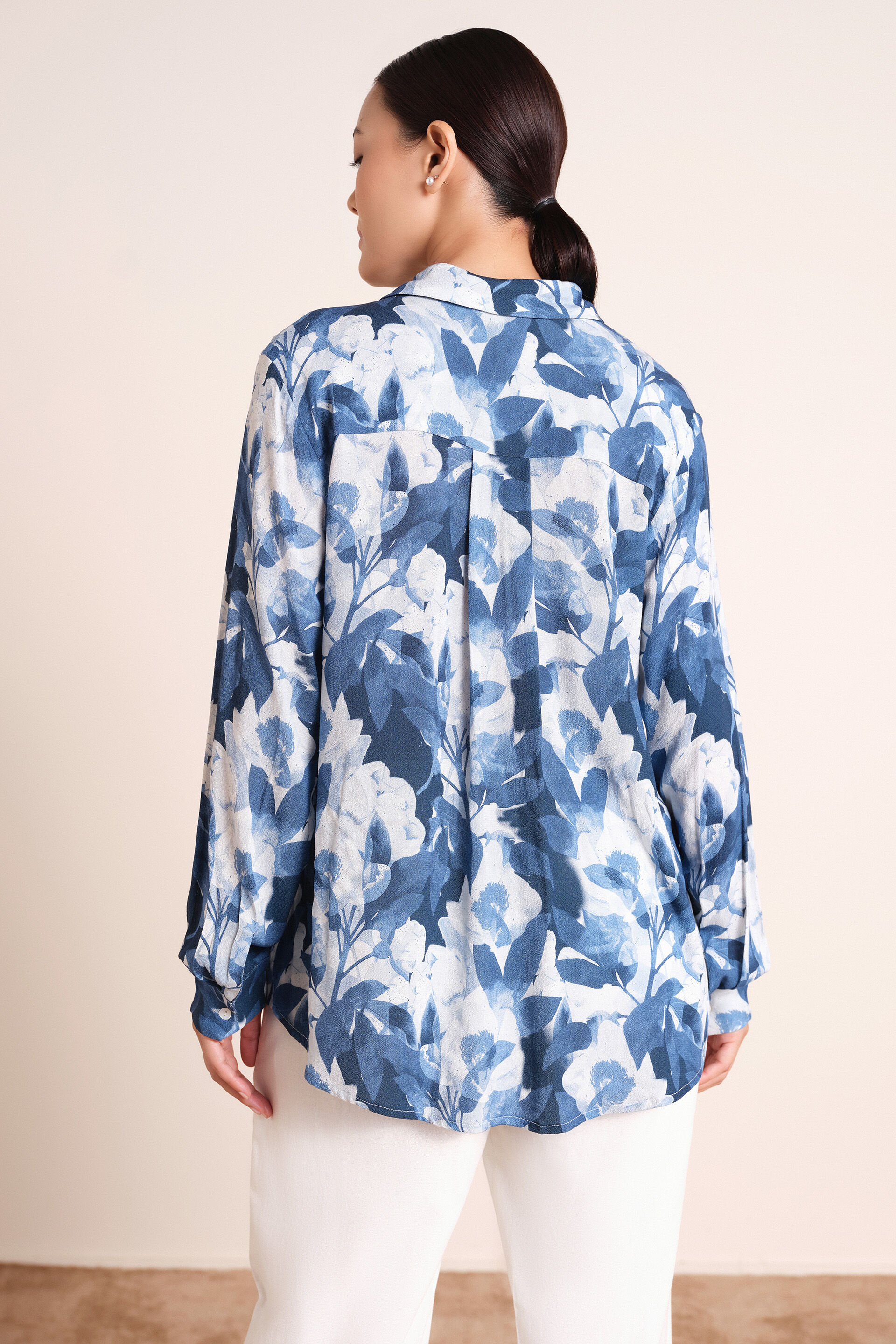 Marisol Crepe Shirt, Blue, image 6