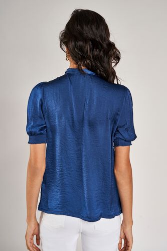 4 - Navy Blue Solid Tie-Up Top, image 4
