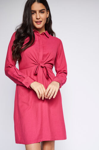Pink Solid Straight Dress, Pink, image 4