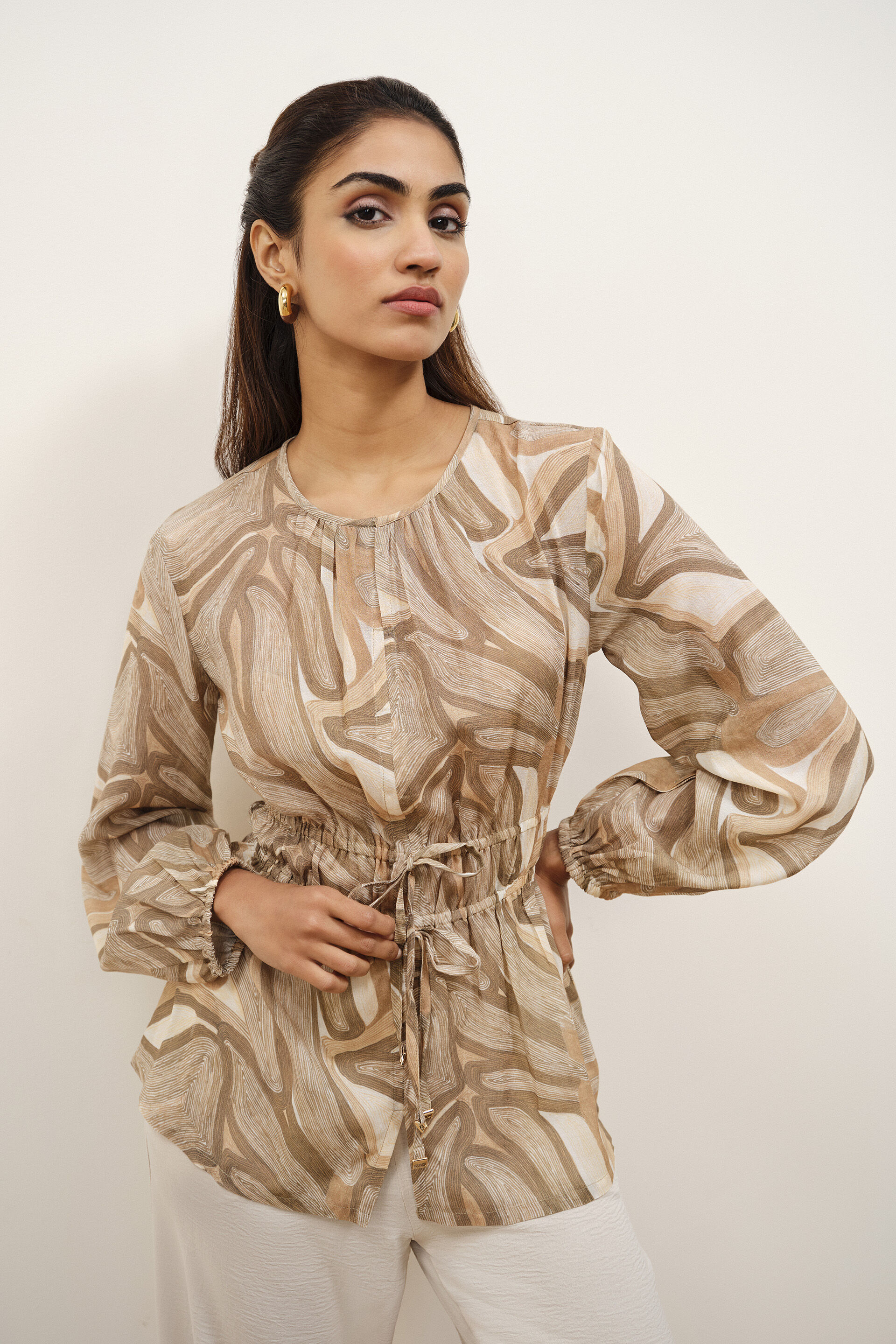 Brielle Printed Brown Top