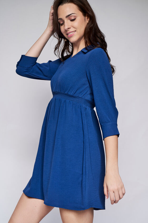 Navy Solid Straight Dress, Navy Blue, image 1