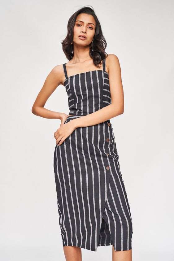 1 - Black Striped Cropped Co-Ordinate Set, image 1