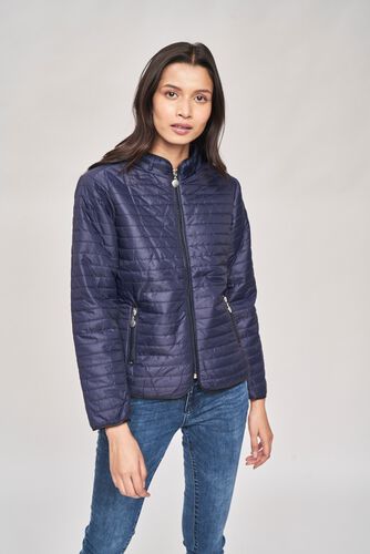 3 - Navy High Neck Puffer Jacket, image 3